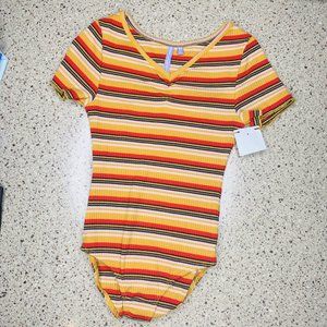 Good Luck Yellow Red Striped Girls Onesie Sz Xs